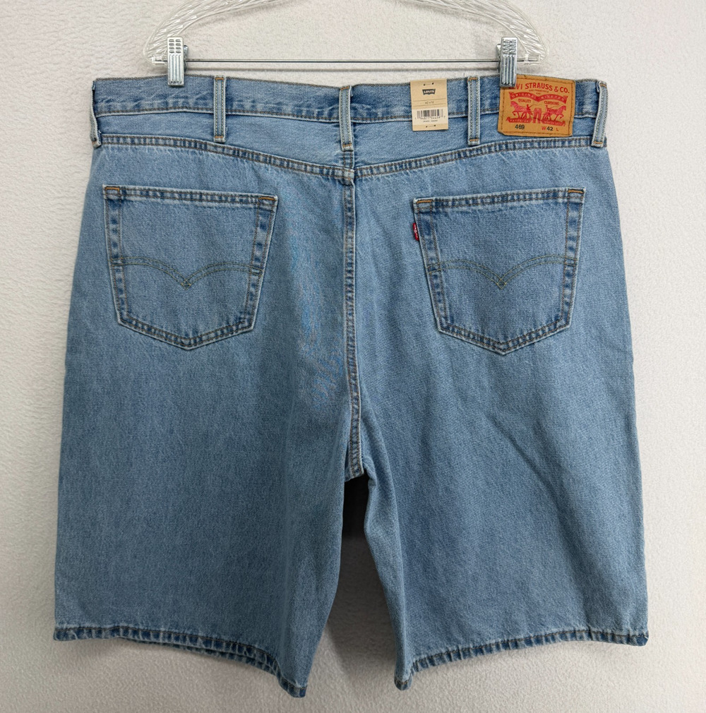 LEVIS Shorts Mens 42 469 Loose Fit Denim 12" Jorts Walking Cotton Blue NEW